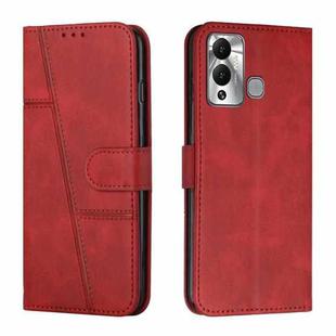 For Infinix Hot 12 Play Stitching Calf Texture Buckle Leather Phone Case(Red)