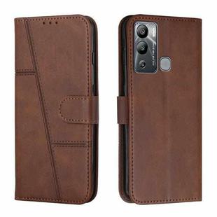 For Infinix Hot 12i Stitching Calf Texture Buckle Leather Phone Case(Brown)