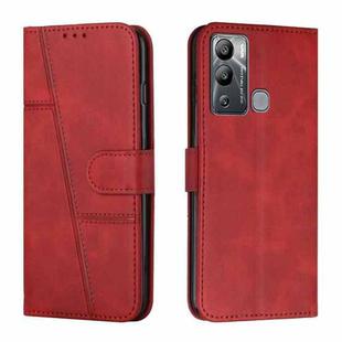 For Infinix Hot 12i Stitching Calf Texture Buckle Leather Phone Case(Red)