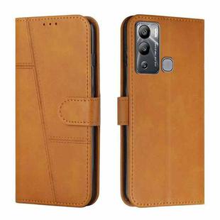 For Infinix Hot 12i Stitching Calf Texture Buckle Leather Phone Case(Yellow)