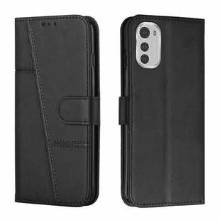 For Motorola Moto E32 4G / E32s Stitching Calf Texture Buckle Leather Phone Case(Black)