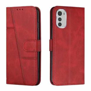 For Motorola Moto E32 4G / E32s Stitching Calf Texture Buckle Leather Phone Case(Red)