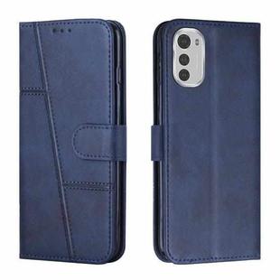 For Motorola Moto E32 4G / E32s Stitching Calf Texture Buckle Leather Phone Case(Blue)