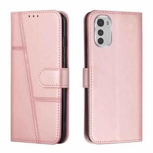 For Motorola Moto E32 4G / E32s Stitching Calf Texture Buckle Leather Phone Case(Pink)
