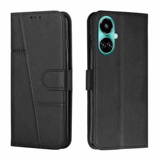 For Tecno Camon 19 Stitching Calf Texture Buckle Leather Phone Case(Black)