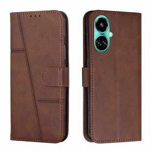 For Tecno Camon 19 Stitching Calf Texture Buckle Leather Phone Case(Brown)