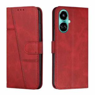 For Tecno Camon 19 Stitching Calf Texture Buckle Leather Phone Case(Red)
