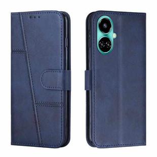For Tecno Camon 19 Stitching Calf Texture Buckle Leather Phone Case(Blue)