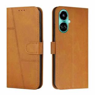 For Tecno Camon 19 Stitching Calf Texture Buckle Leather Phone Case(Yellow)