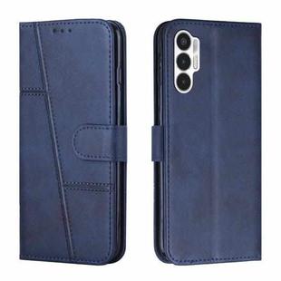 For Tecno Pova 3 Stitching Calf Texture Buckle Leather Phone Case(Blue)