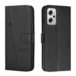 For Xiaomi Redmi Note 11T Pro / Pro+ 5G Stitching Calf Texture Buckle Leather Phone Case(Black)