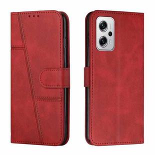 For Xiaomi Redmi Note 11T Pro / Pro+ 5G Stitching Calf Texture Buckle Leather Phone Case(Red)