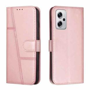 For Xiaomi Redmi Note 11T Pro / Pro+ 5G Stitching Calf Texture Buckle Leather Phone Case(Pink)