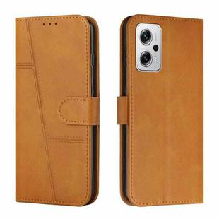 For Xiaomi Redmi Note 11T Pro / Pro+ 5G Stitching Calf Texture Buckle Leather Phone Case(Yellow)