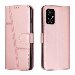 For Xiaomi Poco M4 5G Stitching Calf Texture Buckle Leather Phone Case(Pink)