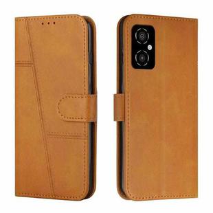 For Xiaomi Poco M4 5G Stitching Calf Texture Buckle Leather Phone Case(Yellow)