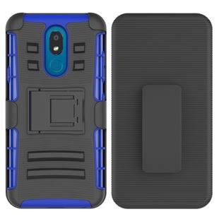 For LG K30 (2019) PC + Silicone Back Clip Sliding Sleeve Protective Case(Blue)