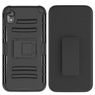 For Motorola E6 PC + Silicone Back Clip Sliding Sleeve Protective Case(Black)