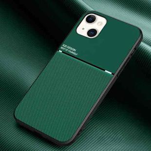 For iPhone 14 Classic Tilt Strip Grain Magnetic Shockproof PC + TPU Phone Case (Green)