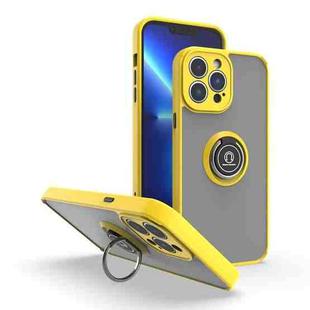 Q Shadow 1 Series TPU + PC Phone Case with Ring Holder For iPhone 14 Pro Max(Yellow)