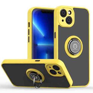 For iPhone 14 Q Shadow 1 Series TPU + PC Phone Case with Ring Holder (Yellow)