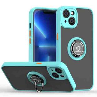 For iPhone 14 Q Shadow 1 Series TPU + PC Phone Case with Ring Holder (Sky Blue)