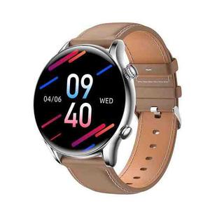 X5 1.32 Inch Round Screen Leather Strap Smart Health Watch Supports Body Temperature Monitoring, ECG Monitoring, Blood Pressure(Brown)