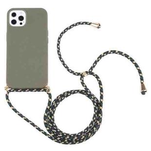 For iPhone 14 Pro Wheat Straw Material + TPU Shockproof Phone Case with Neck Lanyard(Dark Green)