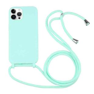 For iPhone 14 Pro Candy Colors TPU Protective Phone Case with Lanyard(Mint Green)