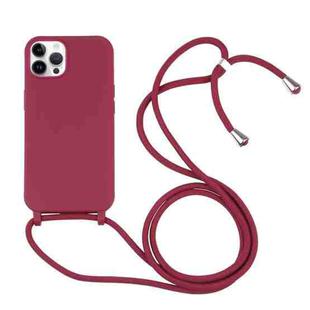 For iPhone 14 Pro Candy Colors TPU Protective Phone Case with Lanyard(Red)