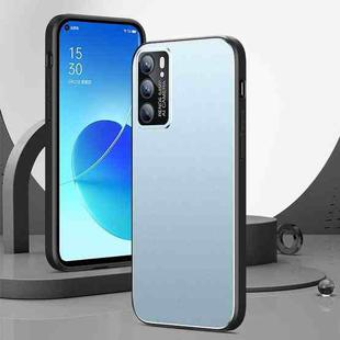 For OPPO Reno6 All-Inclusive Lens Frosted Metal Phone Case(Blue)