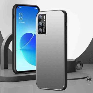 For OPPO Reno6 All-Inclusive Lens Frosted Metal Phone Case(Silver Grey)