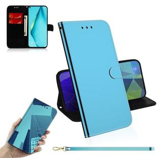 For Huawei nova 6 SE Imitated  Mirror Surface Horizontal Flip Leather Case with Holder & Card Slots & Wallet & Lanyard(Blue)