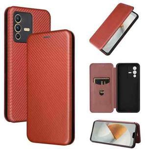 For vivo S12 5G / V23 5G Carbon Fiber Texture Leather Phone Case(Brown)