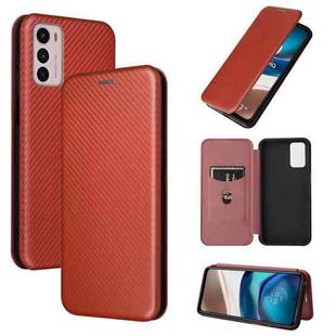 For Motorola Moto G42 Carbon Fiber Texture Leather Phone Case(Brown)