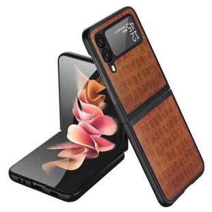 For Samsung Galaxy Z Flip4 Crocodile Texture Ultra-thin Folding Phone Case(Brown)