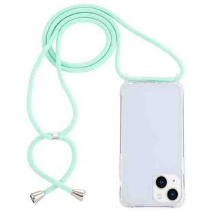 For iPhone 14 Transparent Acrylic Airbag Shockproof Phone Protective Case with Lanyard (Mint Green)