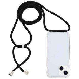 For iPhone 14 Transparent Acrylic Airbag Shockproof Phone Protective Case with Lanyard (Black)