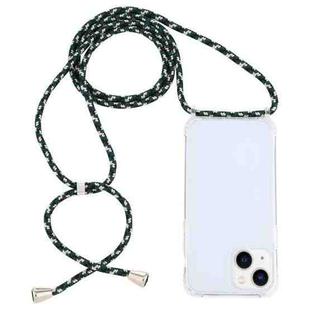 For iPhone 14 Transparent Acrylic Airbag Shockproof Phone Protective Case with Lanyard (Green Beige Black)