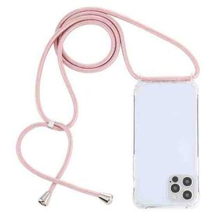 For iPhone 14 Pro Transparent Acrylic Airbag Shockproof Phone Protective Case with Lanyard(Rose Gold)