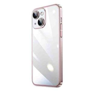 For iPhone 14 Transparent Electroplated PC Phone Case (Pink)