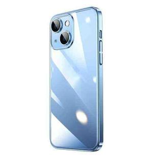 For iPhone 14 Plus Transparent Electroplated PC Phone Case (Sierra Blue)