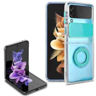 For Samsung Galaxy Z Flip4 Sliding Camera Design TPU Phone Case with Ring Holder(Mint Green)