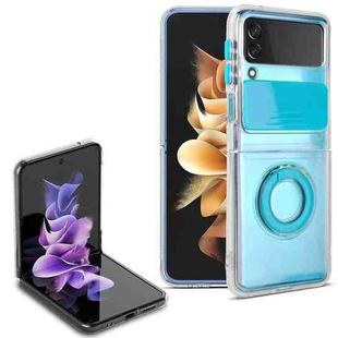 For Samsung Galaxy Z Flip4 Sliding Camera Design TPU Phone Case with Ring Holder(Blue)