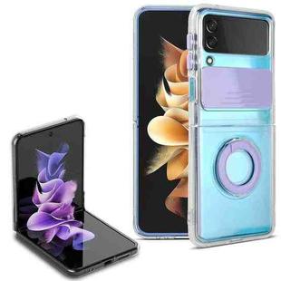 For Samsung Galaxy Z Flip4 Sliding Camera Design TPU Phone Case with Ring Holder(Purple)