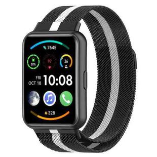 For Huawei Watch Fit 2 Milan Magnetic Stainless Steel Watch Band(Black White)