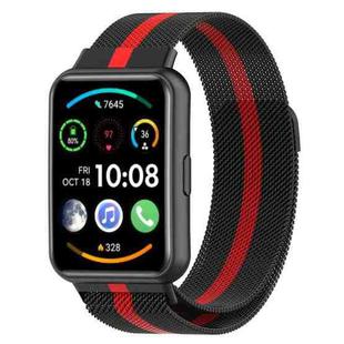For Huawei Watch Fit 2 Milan Magnetic Stainless Steel Watch Band(Black Red)