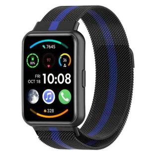 For Huawei Watch Fit 2 Milan Magnetic Stainless Steel Watch Band(Black Blue)
