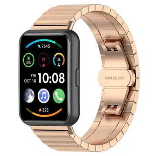 For Huawei Watch Fit 2 One-bead Metal Stainless Steel Watch Band(Rose Gold)