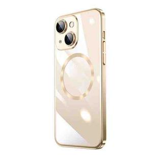 For iPhone 14 Plus Magsafe Magnetic Electroplated PC Phone Case (Gold)